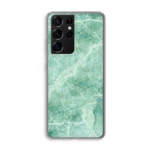 CaseCompany Groen marmer: Samsung Galaxy S21 Ultra Transparant Hoesje