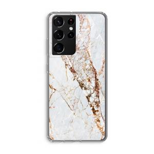CaseCompany Goud marmer: Samsung Galaxy S21 Ultra Transparant Hoesje