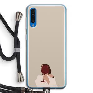 CaseCompany I drink wine: Samsung Galaxy A50 Transparant Hoesje met koord