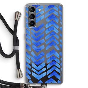CaseCompany Blauwe pijlen: Samsung Galaxy S21 Transparant Hoesje met koord