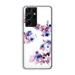 CaseCompany Waterverf bloemen: Samsung Galaxy S21 Ultra Transparant Hoesje