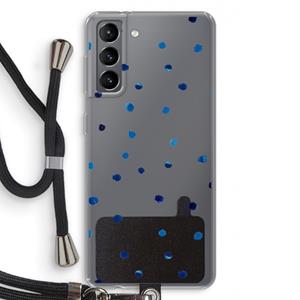 CaseCompany Blauwe stippen: Samsung Galaxy S21 Transparant Hoesje met koord