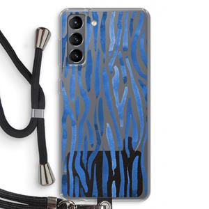 CaseCompany Blauwe nerven: Samsung Galaxy S21 Transparant Hoesje met koord