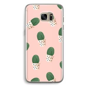 CaseCompany Cactusprint roze: Samsung Galaxy S7 Edge Transparant Hoesje