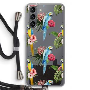 CaseCompany Kleurrijke papegaaien: Samsung Galaxy S21 Transparant Hoesje met koord