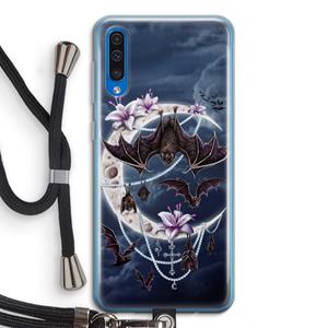 CaseCompany Vleermuizen Maan: Samsung Galaxy A50 Transparant Hoesje met koord