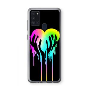 CaseCompany Hold My Heart: Samsung Galaxy A21s Transparant Hoesje
