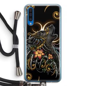 CaseCompany Huilende Wolf: Samsung Galaxy A50 Transparant Hoesje met koord