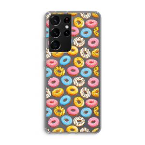 CaseCompany Pink donuts: Samsung Galaxy S21 Ultra Transparant Hoesje