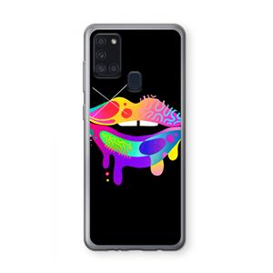CaseCompany Lip Palette: Samsung Galaxy A21s Transparant Hoesje