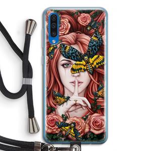 CaseCompany Lady Moth: Samsung Galaxy A50 Transparant Hoesje met koord