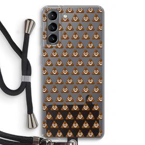 CaseCompany Poop emoji: Samsung Galaxy S21 Transparant Hoesje met koord