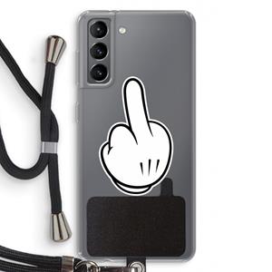 CaseCompany Middle finger black: Samsung Galaxy S21 Transparant Hoesje met koord