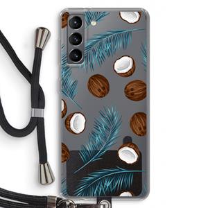 CaseCompany Kokosnoot roze: Samsung Galaxy S21 Transparant Hoesje met koord