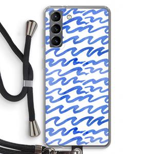 CaseCompany Blauwe golven: Samsung Galaxy S21 Transparant Hoesje met koord