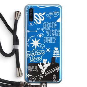 CaseCompany Good vibes: Samsung Galaxy A50 Transparant Hoesje met koord