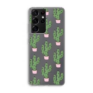 CaseCompany Cactus Lover: Samsung Galaxy S21 Ultra Transparant Hoesje