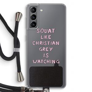 CaseCompany Christian Grey: Samsung Galaxy S21 Transparant Hoesje met koord