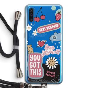 CaseCompany Positivity: Samsung Galaxy A50 Transparant Hoesje met koord