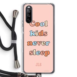 CaseCompany Cool Kids Never Sleep: Sony Sony Xperia 10 III Transparant Hoesje met koord