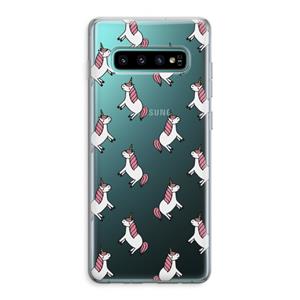 CaseCompany Eenhoorns overal: Samsung Galaxy S10 Plus Transparant Hoesje