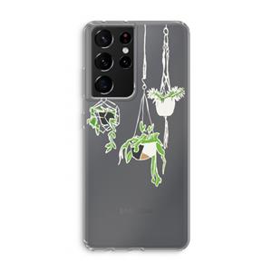 CaseCompany Hang In There: Samsung Galaxy S21 Ultra Transparant Hoesje