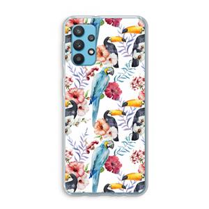 CaseCompany Bloemen tukan: Samsung Galaxy A32 4G Transparant Hoesje