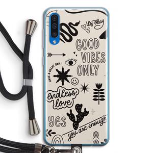 CaseCompany Good vibes: Samsung Galaxy A50 Transparant Hoesje met koord