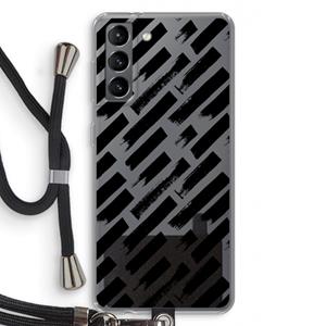 CaseCompany Zwarte vegen: Samsung Galaxy S21 Transparant Hoesje met koord