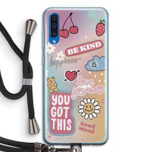 CaseCompany Positivity: Samsung Galaxy A50 Transparant Hoesje met koord