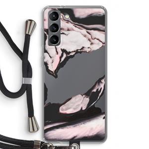 CaseCompany Roze stroom: Samsung Galaxy S21 Transparant Hoesje met koord