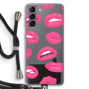 CaseCompany Bite my lip: Samsung Galaxy S21 Transparant Hoesje met koord