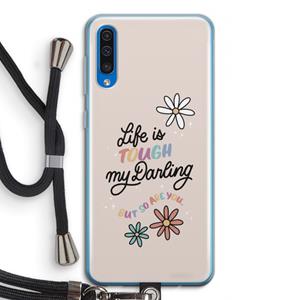 CaseCompany Tough Life: Samsung Galaxy A50 Transparant Hoesje met koord
