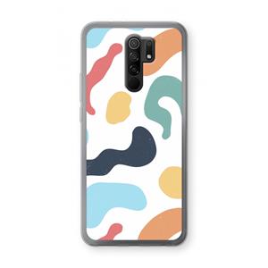 CaseCompany Memphis Shapes Blue: Xiaomi Redmi 9 Transparant Hoesje