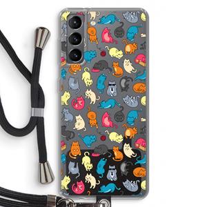 CaseCompany Kleurrijke katten: Samsung Galaxy S21 Transparant Hoesje met koord