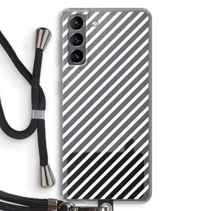 CaseCompany Strepen zwart-wit: Samsung Galaxy S21 Transparant Hoesje met koord