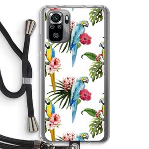 CaseCompany Kleurrijke papegaaien: Xiaomi Redmi Note 10S Transparant Hoesje met koord