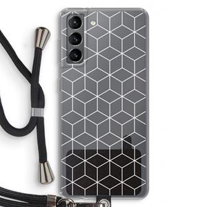 CaseCompany Zwart-witte kubussen: Samsung Galaxy S21 Transparant Hoesje met koord