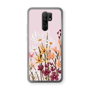 CaseCompany Painted wildflowers: Xiaomi Redmi 9 Transparant Hoesje