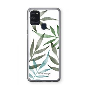 CaseCompany Tropical watercolor leaves: Samsung Galaxy A21s Transparant Hoesje