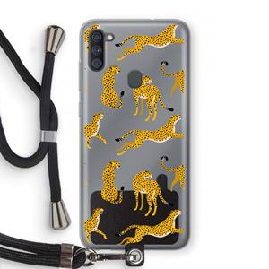 CaseCompany Luipaard: Samsung Galaxy A11 Transparant Hoesje met koord