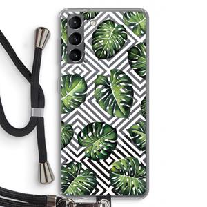 CaseCompany Geometrische jungle: Samsung Galaxy S21 Transparant Hoesje met koord
