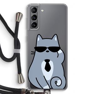 CaseCompany Cool cat: Samsung Galaxy S21 Transparant Hoesje met koord