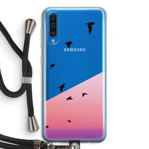 CaseCompany Fly away: Samsung Galaxy A50 Transparant Hoesje met koord