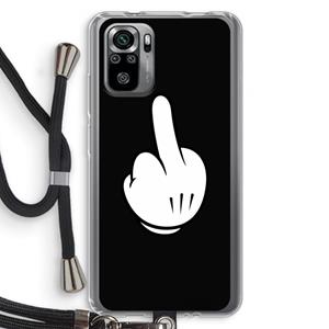CaseCompany Middle finger black: Xiaomi Redmi Note 10S Transparant Hoesje met koord