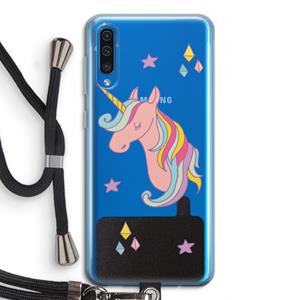 CaseCompany Roze eenhoorn: Samsung Galaxy A50 Transparant Hoesje met koord