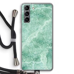 CaseCompany Groen marmer: Samsung Galaxy S21 Transparant Hoesje met koord