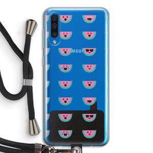 CaseCompany Smiley watermeloenprint: Samsung Galaxy A50 Transparant Hoesje met koord