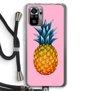 CaseCompany Grote ananas: Xiaomi Redmi Note 10S Transparant Hoesje met koord