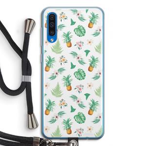 CaseCompany Ananas bladeren: Samsung Galaxy A50 Transparant Hoesje met koord